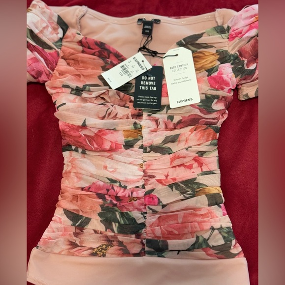 Express Floral Mesh Bodysuit XXS - Picture 4 of 4